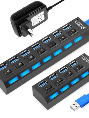 USB 3.0 Hub - Multi USB Splitter with Power Adapter